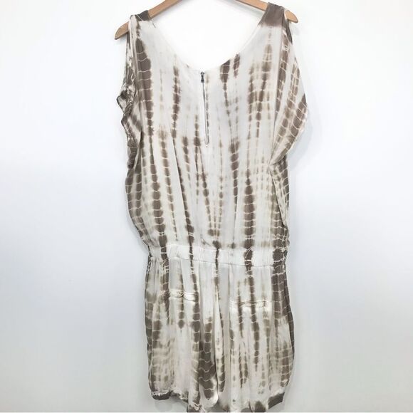Charlotte Tarantola Tan White Tie Dye Sleeveless Drawstring Waist Romper - Picture 5 of 13
